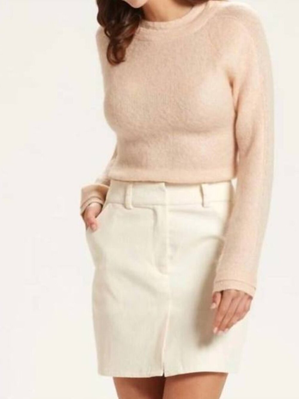 NWOT Marie Oliver Dylan Double Crew Sweater in Light Pink Sz XS